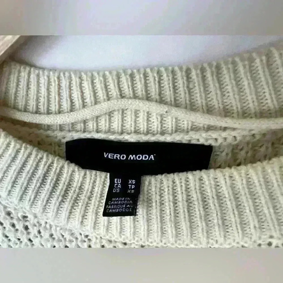 Vera Moda Womens Chunky Leanna Knit Striped Preppy Prep Fisherman Sweater XS - Picture 4 of 16